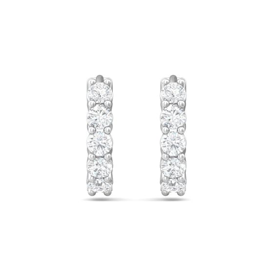 Huggies Diamond Hoop Earrings Share Prong Setting In 18K White Gold