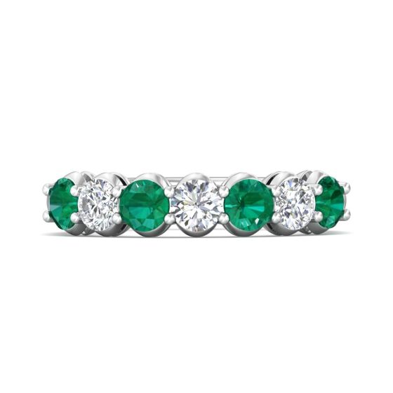 Emerald And Diamond alternative Eternity Wedding Ring Share Prong Setting In 18K White Gold 