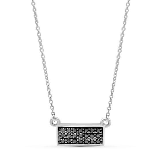 3 Row Black Diamond Pendant Pave Setting In 18K White Gold 