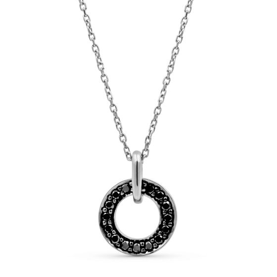 Black Diamond Pendant Pave Setting In 9K White Gold 