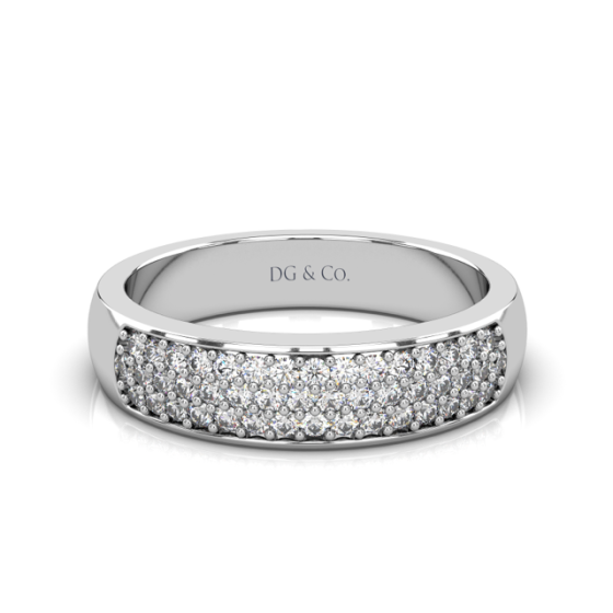 Anniversary Thick Diamond Wedding Band Pave Setting In 18K White Gold 