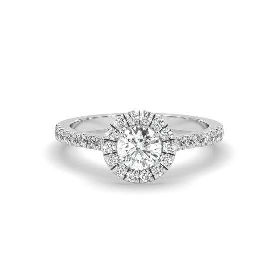 Halo Diamond Engagement Ring Pave Setting 0.50CT In 18 Karat White Gold