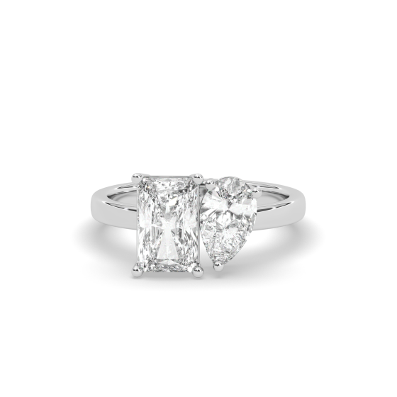 3.00CT Lab Grown Radiant Pear Cut Toi Et Moi Diamond Engagement Ring -18K White