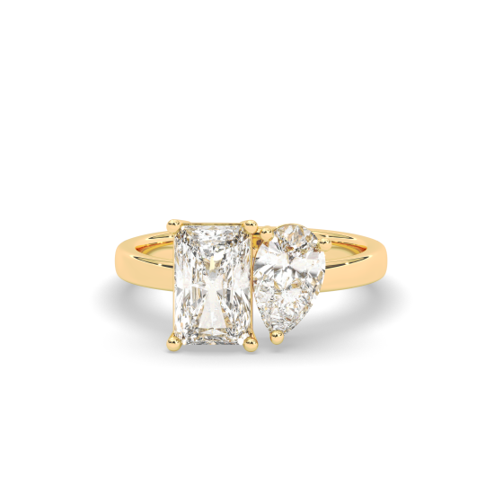 3.00CT Lab Grown Radiant Pear Cut Toi Et Moi Diamond Engagement Ring -18K Yellow