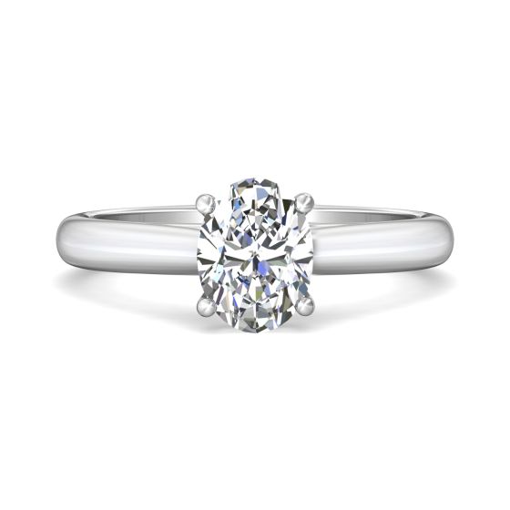 Cathedral Diamond Solitaire Engagement Ring 4 Claw Setting In a Plain band -Platinum