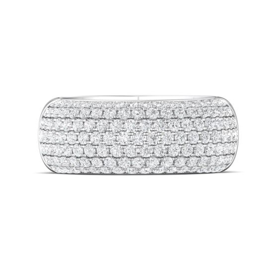 2 .50Ct Seven Row Round Cut Lab Grown Diamond Dress Ring Pave Setting In 18K White Gold