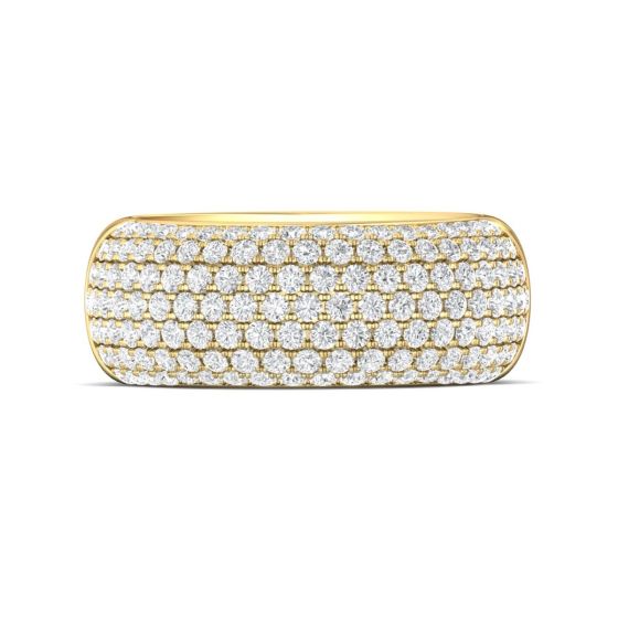 Seven Row Lab Grown Diamond Wedding Band Half Way Round Pave Setting In 18K Yellow Gold