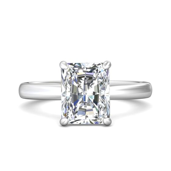 Radiant Cut Solitaire Diamond Engagement Ring in Four Claw Setting 