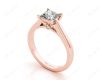 Princess Cut Solitaire Diamond Engagement Ring with Claw set centre stone with a Tapered Band in 18K Rose