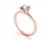 Cushion Cut Classic Four Claw Diamond Solitaire Ring in 18K Rose