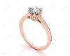 Vintage Style  Round Cut Diamond Ring With Six Claws Set Centre Stone. in 18K Rose