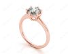 Round Cut Diamond Engagement Ring with Claw set centre stone in 18K Rose