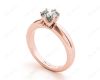 Round cut classic diamond solitaire ring with six claws setting in 18K Rose