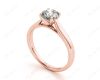 Round Cut Solitaire Four Claws Diamond Engagement Ring in 18K Rose