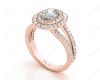 Oval Cut Double Halo Diamond Engagement ring with claw set centre stone in 18K Rose