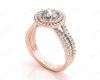 Round Cut Double Halo Diamond Engagement ring with claw set centre stone in 18K Rose