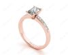 Radiant Cut Diamond Engagement ring with four claws centre stone in 18K Rose