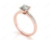 Asscher Cut Diamond Engagement ring with four claws centre stone in 18K Rose