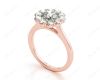 Round Cut Halo Diamond Engagement ring with claw set centre stone in 18K Rose