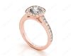 Cushion Cut Halo Diamond Ring with Milgrain Prong Set Centre Stone in 18K Rose