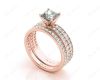 Princess cut diamond wedding set rings with four claws setting in 18K Rose