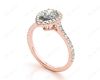 Pear Cut Halo Diamond Engagement Ring with Claw Set Centre Stone in 18K Rose