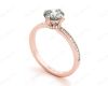 Round Cut Four Claw Set Hidden Halo Diamond Ring with Round Cut Diamonds Pave Set Down the Shoulders and on the Setting in 18K Rose