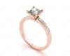 Princess Cut Diamond Engagement ring with four claws centre stone in 18K Rose