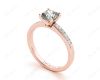 Cushion Cut Diamond Engagement ring with four claws centre stone in 18K Rose