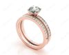 Round cut diamond wedding set rings with four claws setting in 18k Rose