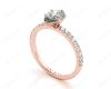 Marquise Cut Claw Set Diamond ring with pave set side stone in 18K Rose