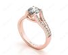 Split Band Round Cut Diamond Ring with Four Claws set centre stone in 18K Rose