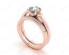 Round cut diamond wedding set rings with channel set shoulders in 18K Rose