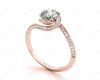 Round Cut Twist band claw set diamond with grain set side stone in 18K Rose