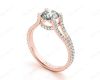 Round cut diamond ring with claw set centre stone in 18K Rose