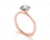 Round Cut Solitaire Four Claws Diamond Ring in 18K Rose