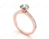 Round Cut Six Claw Set Diamond Ring with Round cut Diamonds  in 18K Rose