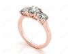 Round Cut Diamond Trilogy Cross Over Ring Setting in 18K Rose