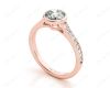 Round Cut Bezel Diamond Ring with Channel Set Side Stones in 18K Rose