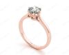 Round Cut Six Claw Set Diamond Ring on a Plain Band in 18K Rose