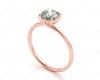 Round Cut Four Claw Set Diamond Ring with Plain Band in 18K Rose