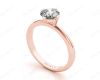 Round Cut Four Claw Set Diamond Engagement Ring with Plain Band in 18K Rose