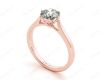 Round Cut Six Claw Set Diamond Ring with Plain Band in 18K Rose