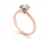 Solitaire Round Cut 6 Claw Diamond Engagement Ring With A Tapered Band  In 18K Rose