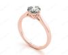 Art Deco Solitaire Round Cut Four Claw Diamond Ring In 18K Rose