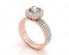 Cushion Cut Four Claw Set Diamond Engagement Ring in 18K Rose