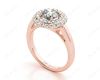 Round Cut Double Halo Diamond Engagement ring with claw set centre stone in 18K Rose