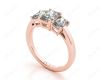 Radiant Cut four claw trilogy diamond engagement ring in 18K Rose