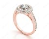 Round Cut Double Halo Diamond Engagement ring with claw set centre stone in 18K Rose