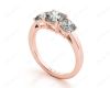 Cushion Cut Four Caw Trilogy Diamond Engagement Ring In 18K Rose